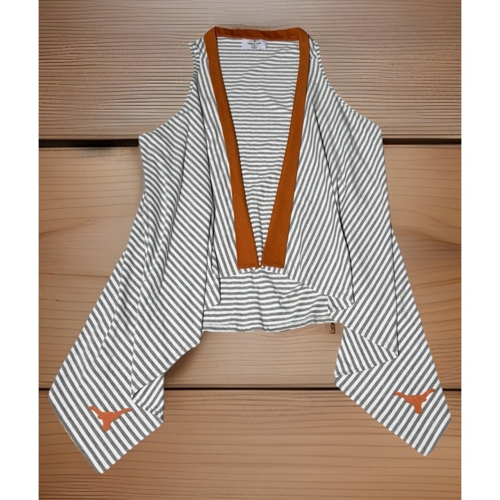 University of Texas Longhorns Orange Geometric Print Sleeveless Duster Vest L XL - Picture 6 of 7